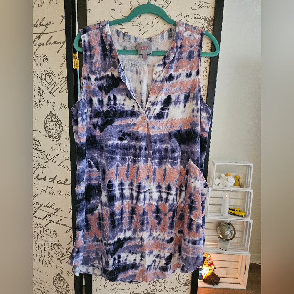 Sleeveless Tie-Dye Top - Purple and Pink